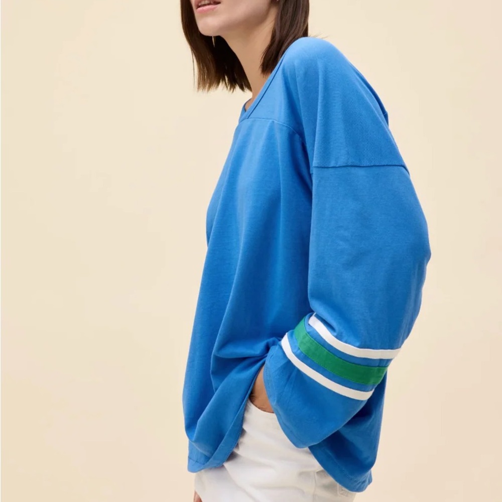 DAYDREAMER LA Solid Hockey Jersey Long Sleeve in Washed Cobalt